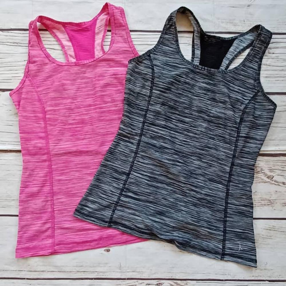 Set of 2 Danskin Now Fitted Heathered Activewear Tank Top Small